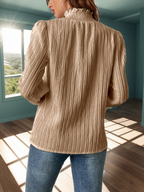 Frenchy Frill Trim Shirred Cuff Blouse XD21