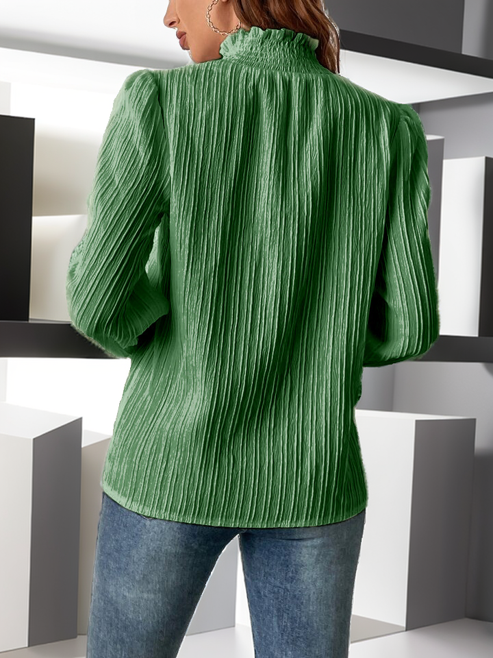 Frenchy Frill Trim Shirred Cuff Blouse XD21