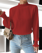 Frenchy Frill Trim Shirred Cuff Blouse XD21