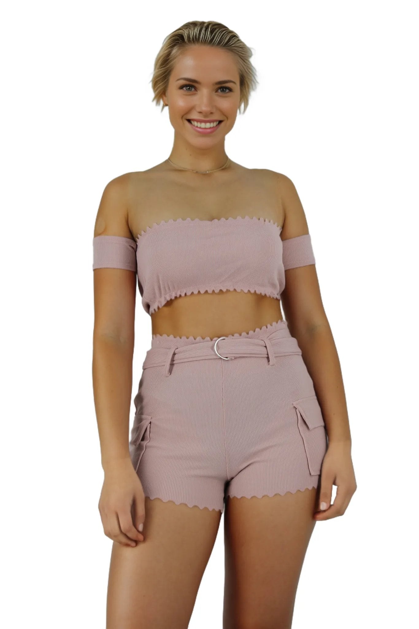 Frill Cute Summer Two Piece Matching Set PINK 1 XS