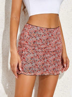 Frill Mini Print Chiffon Skirt - XD21
