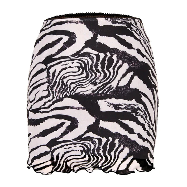 Frill Mini Print Chiffon Skirt - XD21