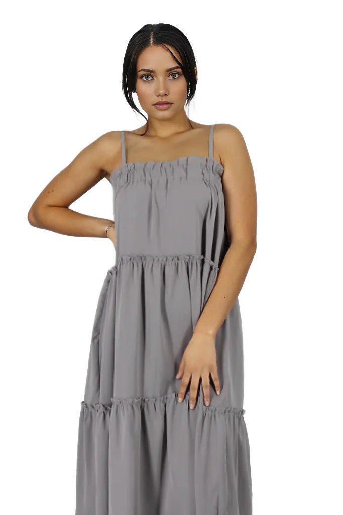 Frill Tier Loose Midi Dress XD21