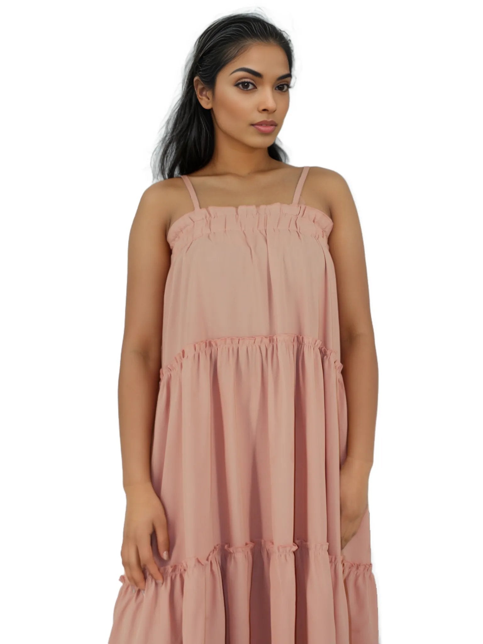 Frill Tier Loose Midi Dress XD21