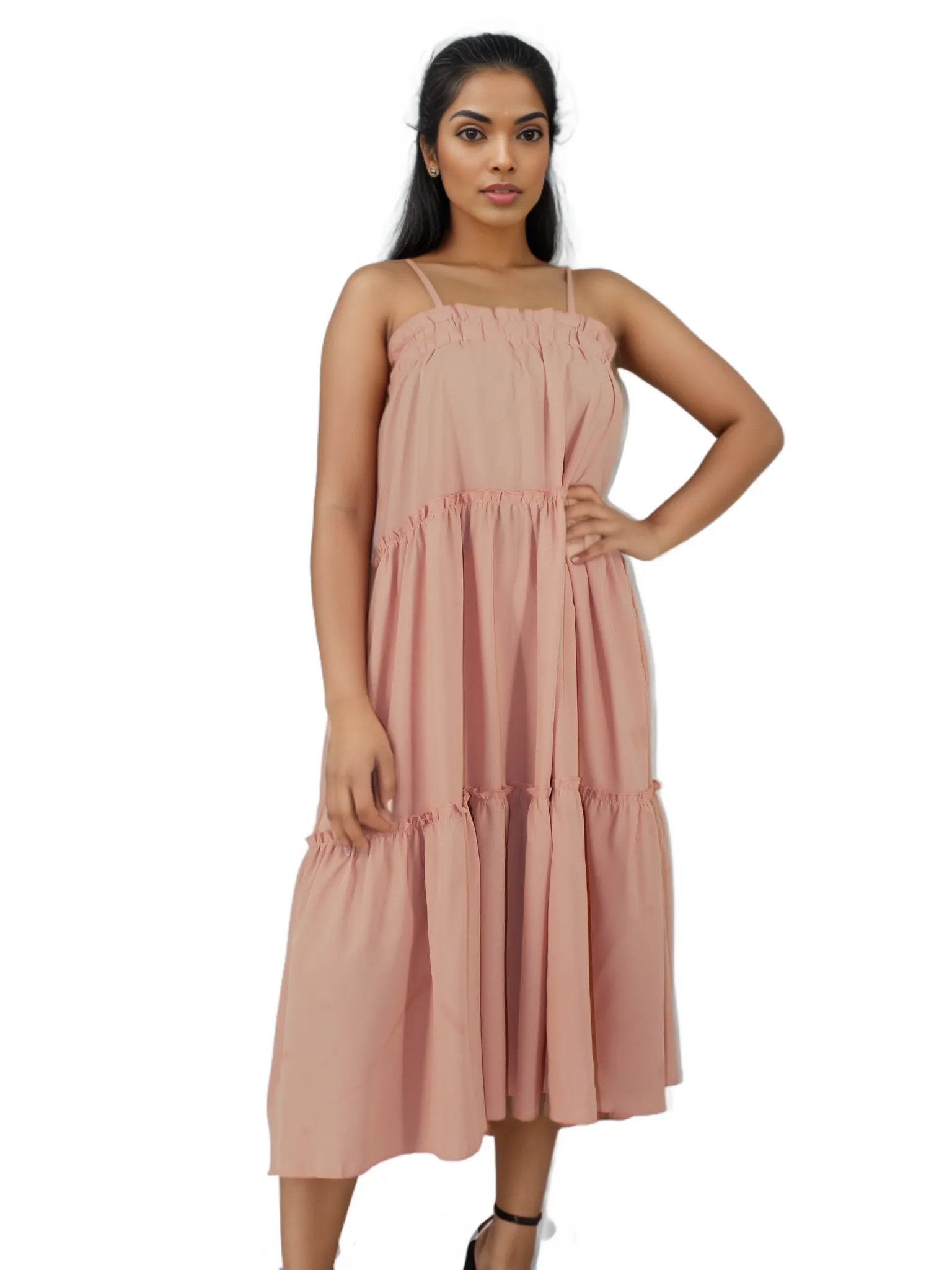Frill Tier Loose Midi Dress XD21