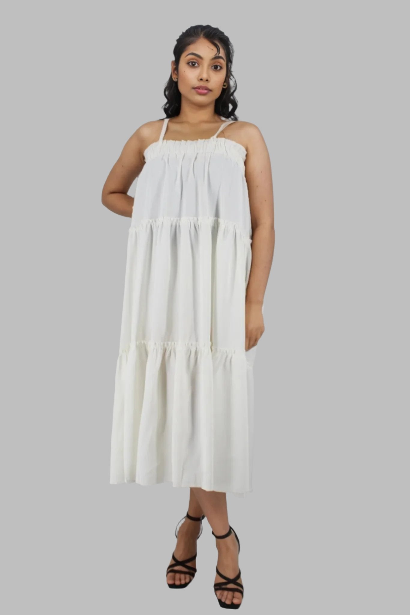 Frill Tier Loose Midi Dress XD21