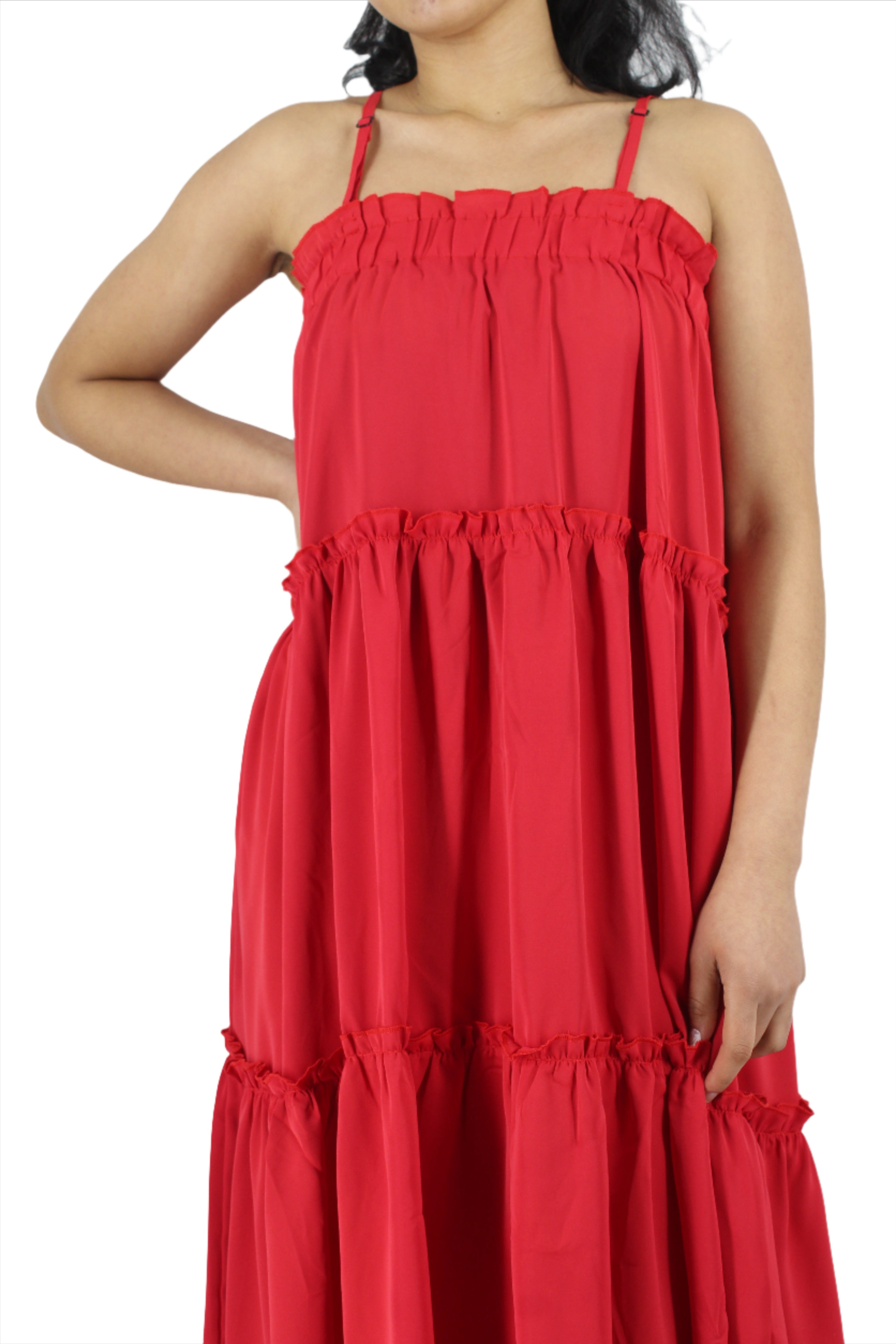 Frill Tier Loose Midi Dress XD21