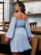 Frill off shoulder mini dress without belt XD21