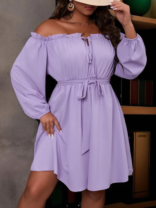 Frill off shoulder mini dress without belt XD21