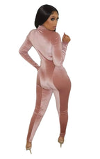 Full Boddy Zipper Bodycon Velvet Jumpsuit XD21