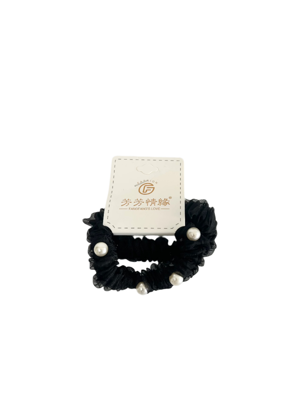 Faux Pearls Meshed 2Pc Hair Scrunchies - Elegant and Stylish Hair Accessories!