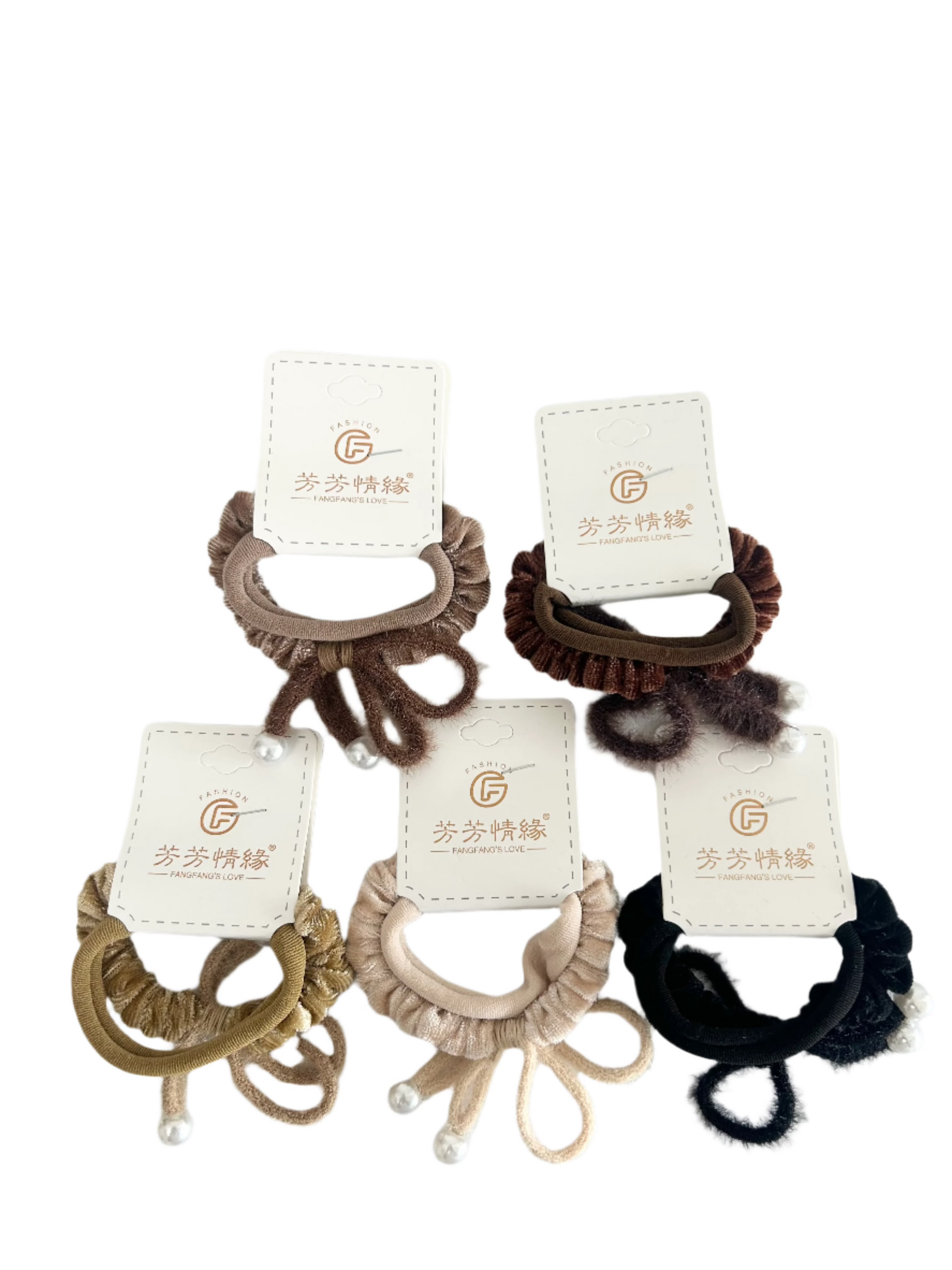 Velvet Faux Pearls Detailed 2pc Hair Ties – Elegant and Stylish Hair Accessories for All Occasions