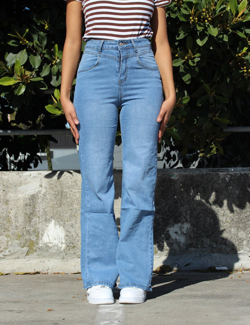High-Waist Semi Flare Leg Denim Jeans – DYQ 373