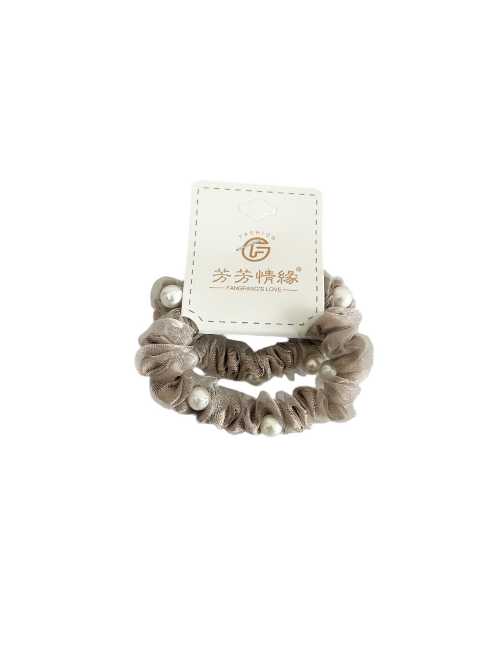 Faux Pearls Meshed 2Pc Hair Scrunchies - Elegant and Stylish Hair Accessories!