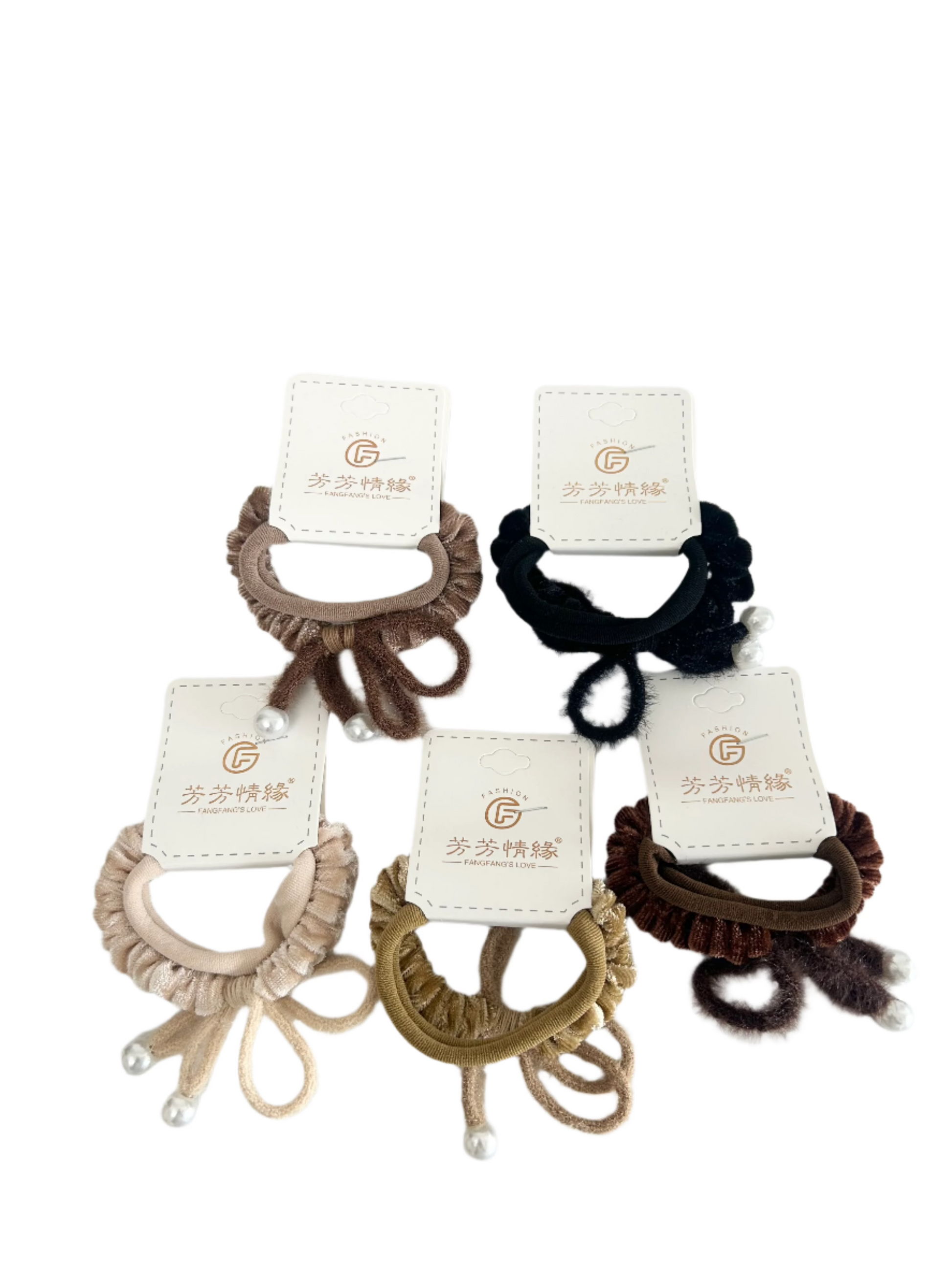 Velvet Faux Pearls Detailed 2pc Hair Ties – Elegant and Stylish Hair Accessories for All Occasions