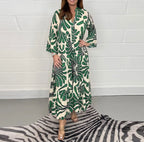 Geometric Midi Button Shirt Dress XD21