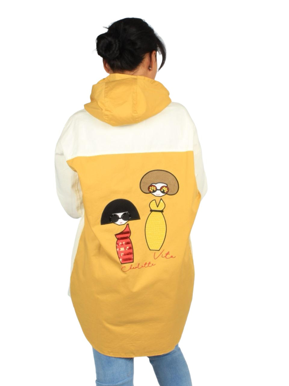 Glitter Cartoon Long Hooded Jacket XD21