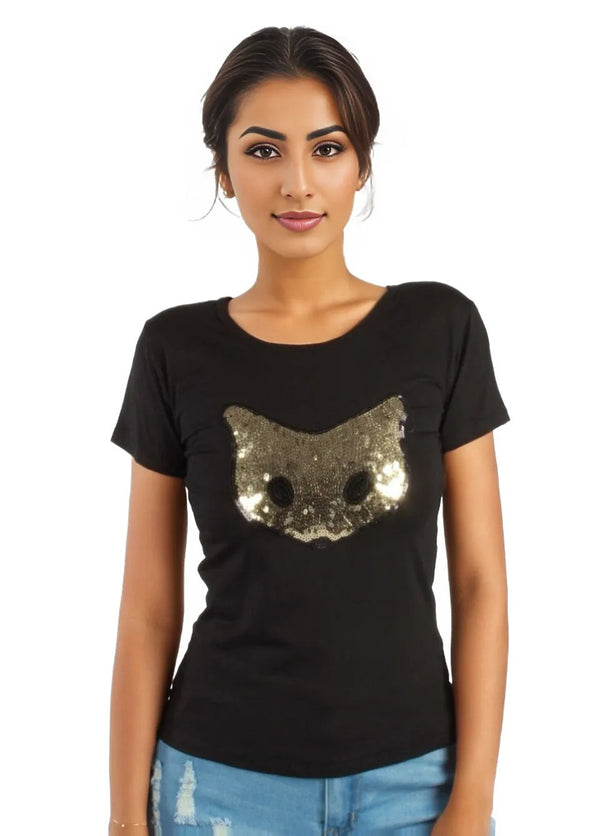 Glitter Graphic Fox T-Shirt