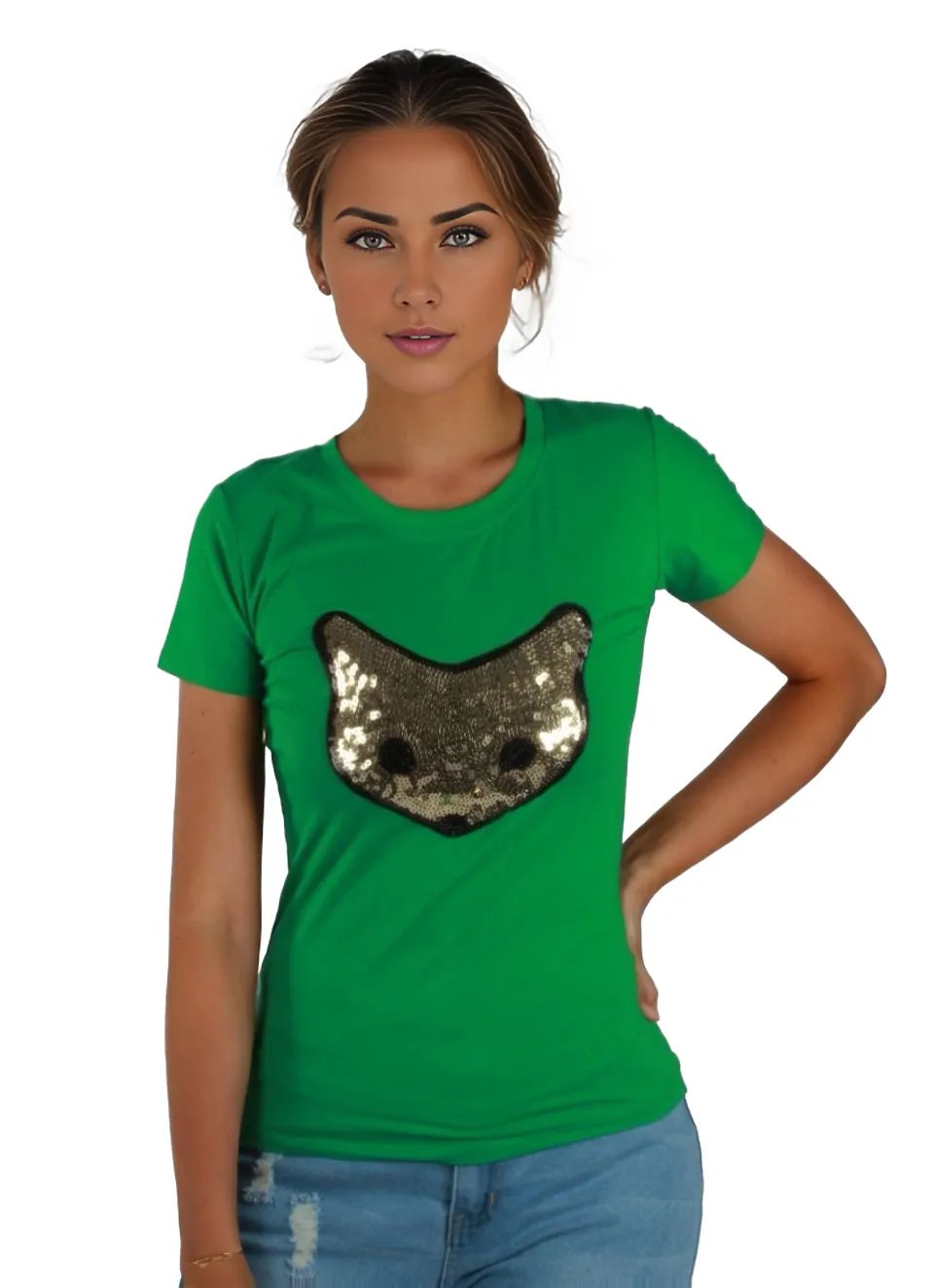Glitter Graphic Fox T-Shirt XD21