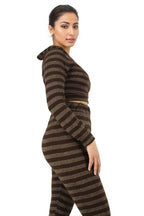 Glitter Hoodie Crop Top Two Piece Pants Set XD21