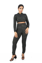 Glitter Hoodie Crop Top Two Piece Pants Set XD21