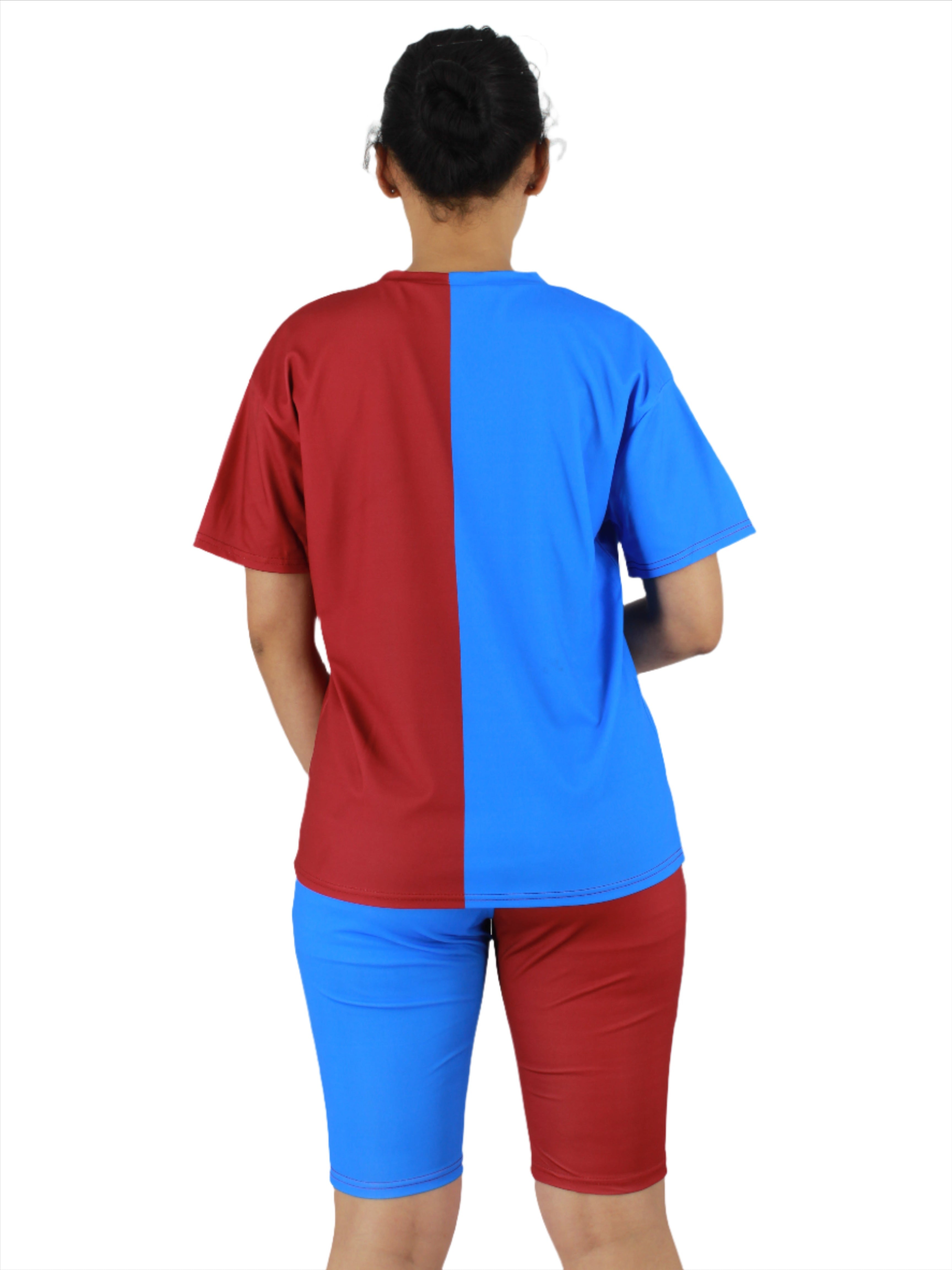 Graphic Colour Block Shorts And Top Two Piece Set XD21