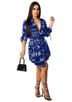 Graphic Letter Straight Hem Mini Shirt Dress XD21