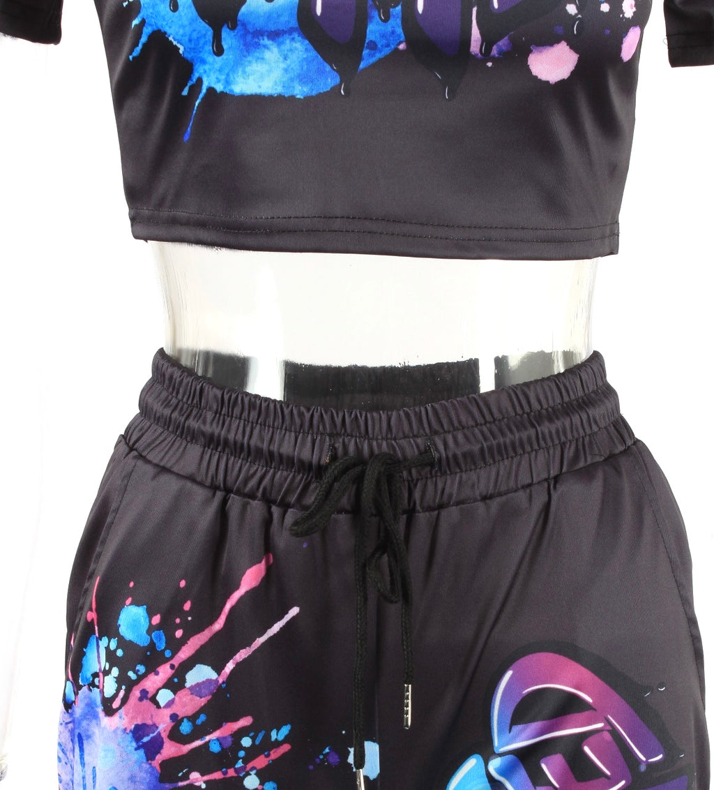 Graphic Two Piece Lounge Wear Set XD21
