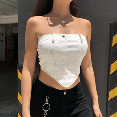 Strapless Denim Cropped Tube Top