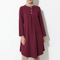 Long Sleeve Button Decor Tunic Dress