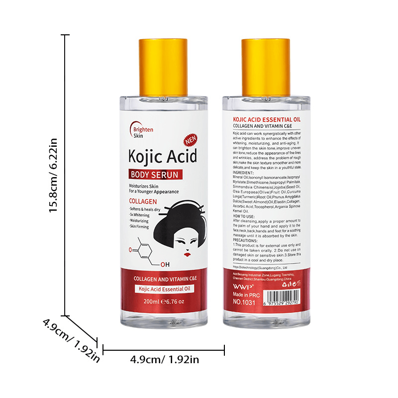 Kojic Acid Body Whitening Collagen Oil 200ml – Brightening & Firming Skin Care