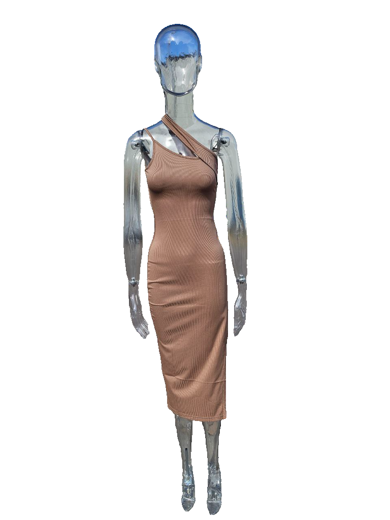 Oblique Shoulder Irregular Slim Bodycon dress