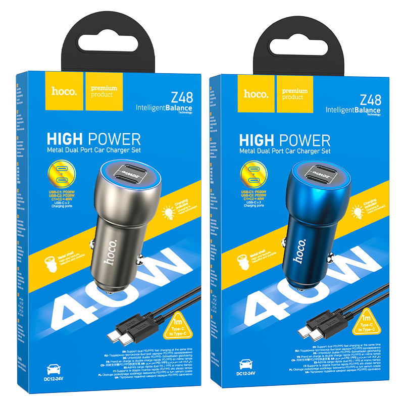 HOCO Car Charger Z48 40W Cable Set Black XD21