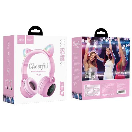 HOCO W27 Wireless Headphones Cat Ear Pink XD21