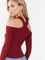 Halter Neck Off Shoulder Long Sleeve Sweater XD21
