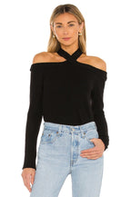 Halter Neck Off Shoulder Long Sleeve Sweater XD21