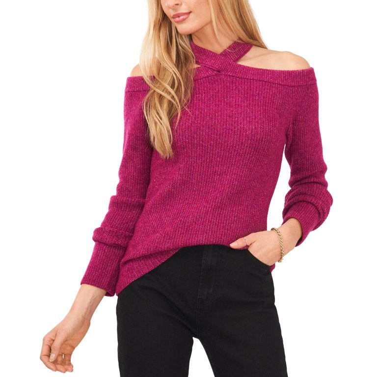 Halter Neck Off Shoulder Long Sleeve Sweater XD21