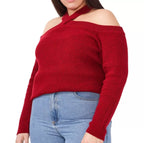 Halter Neck Off Shoulder Long Sleeve Sweater XD21