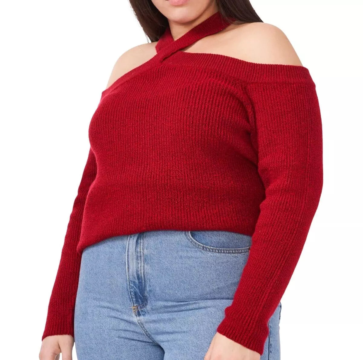 Halter Neck Off Shoulder Long Sleeve Sweater XD21