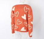 Heart Shape V Neck Knitted Sweater - XD21