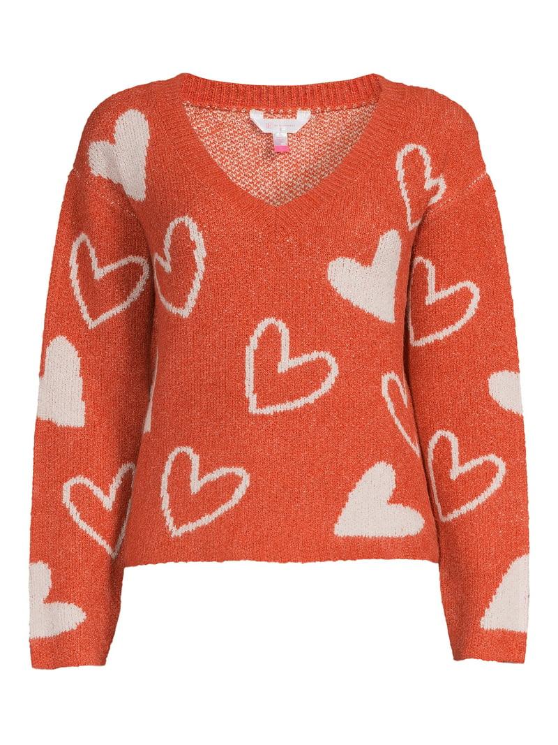 Heart Shape V Neck Knitted Sweater - XD21