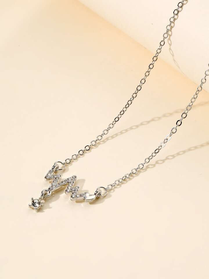 Heartbeat Rhinestone Charm Necklace XD21