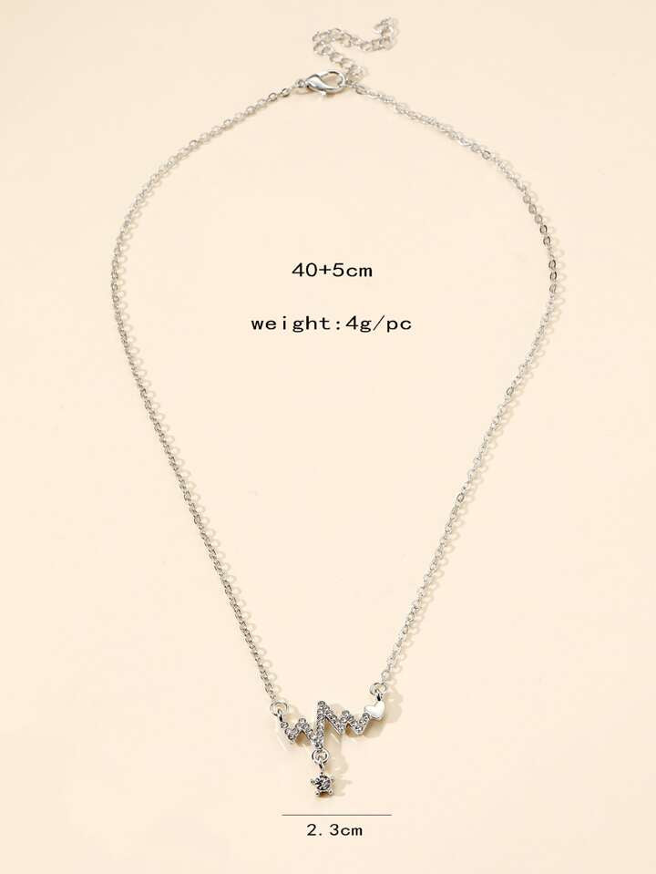 Heartbeat Rhinestone Charm Necklace XD21