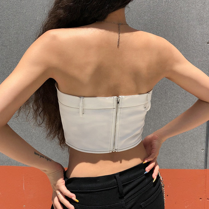 Strapless Denim Cropped Tube Top