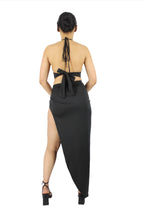 High Slit Knot Maxi Skirt With Tie Back Crop Top Set XD21