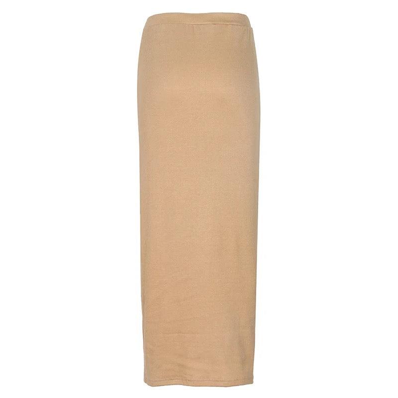 High Waist Button Bodycon Maxi Skirt - XD21