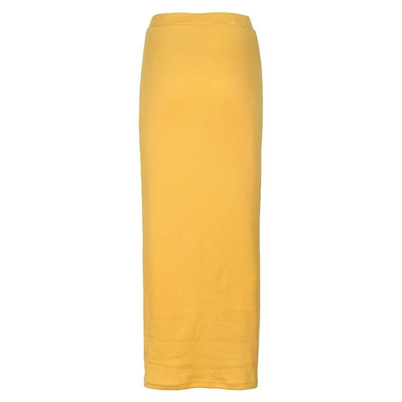 High Waist Button Bodycon Maxi Skirt - XD21