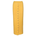 High Waist Button Bodycon Maxi Skirt - XD21
