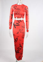 Hollow out two piece y2k set XD21