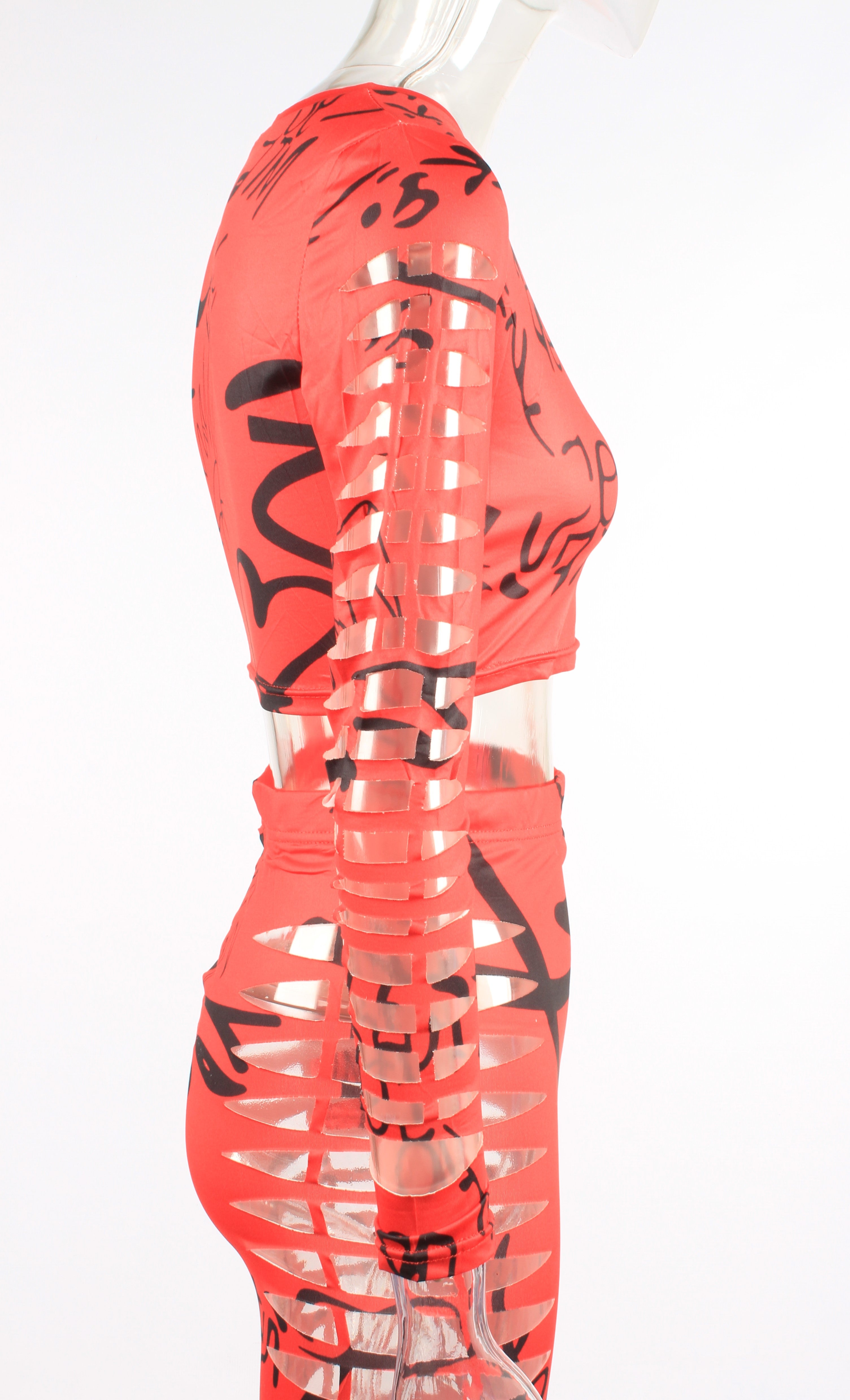 Hollow out two piece y2k set XD21